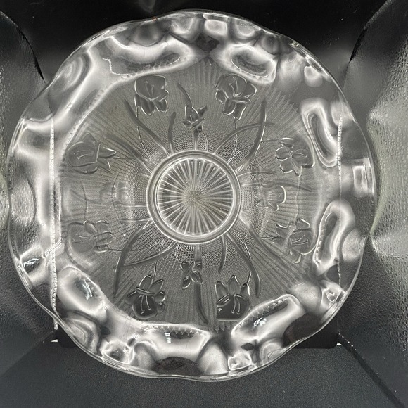 Jeannette Other - Herring Bone and Iris Depression Glass Fruit Seving Bowl Scalloped Edge 11"
